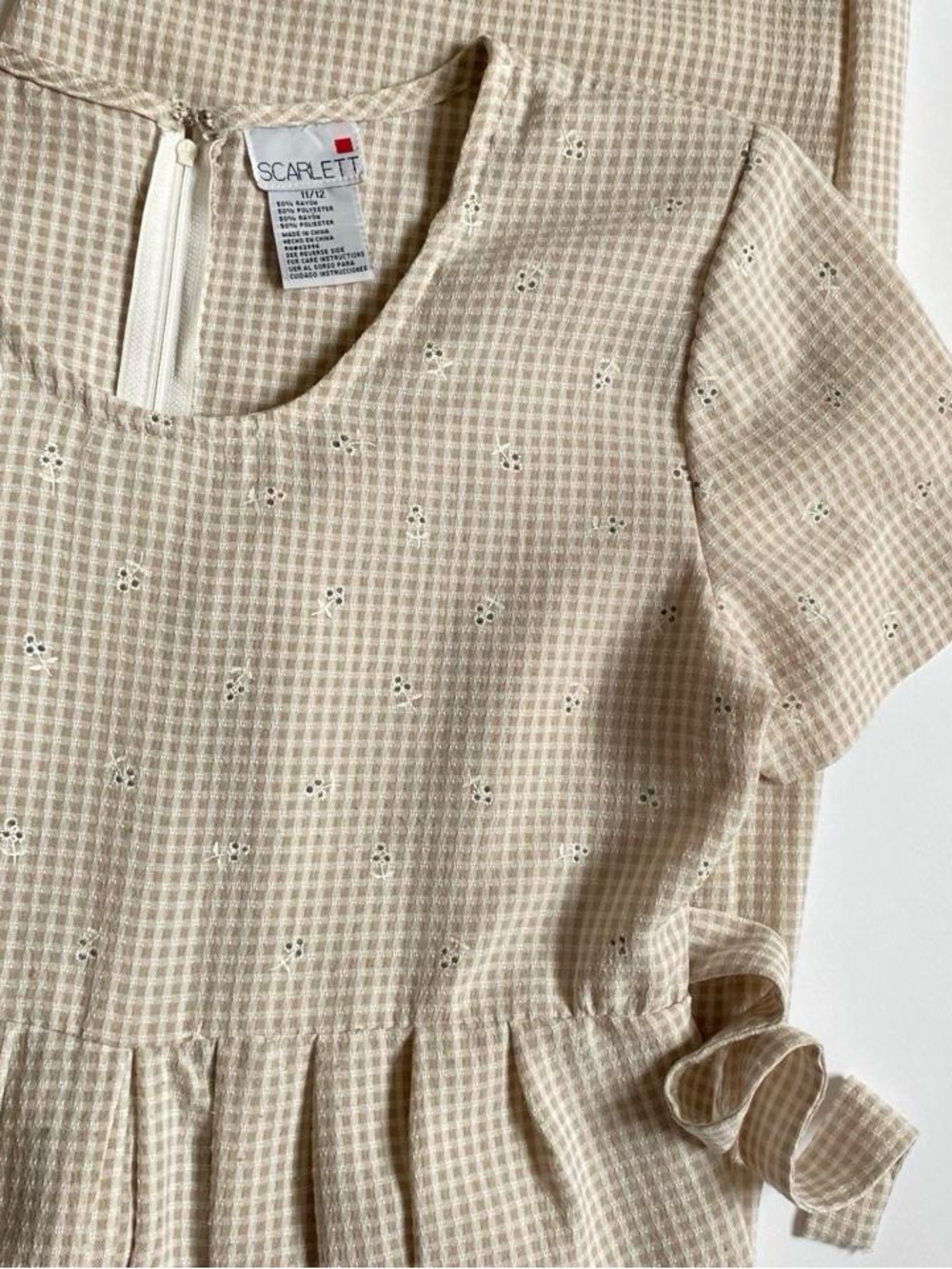 Vintage beige plaid jumpsuit - Picture 5 of 8